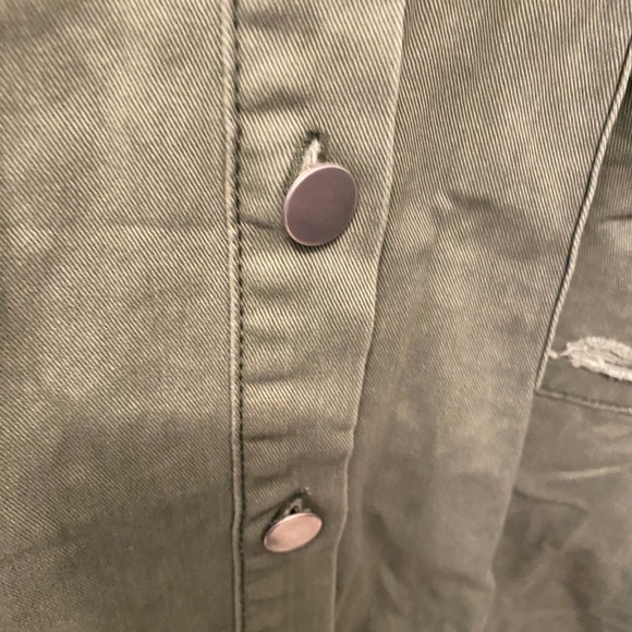 Army Style Distressed Olive Green Longline Lightweight Jacket 1X 2X 3X - Picture 4 of 12